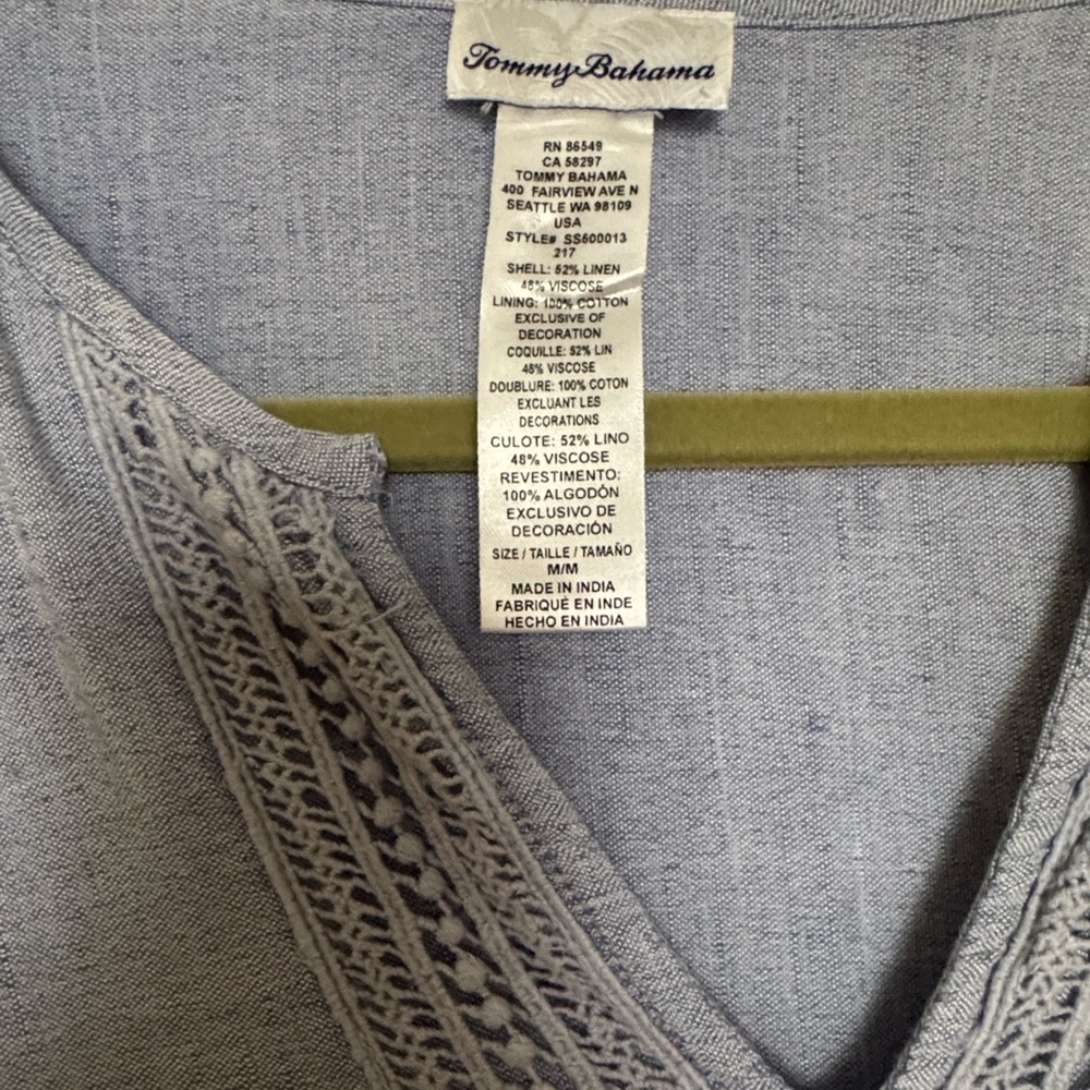 Tommy Bahama St. Lucia Split Neck Linen-blend Dress In Blue - Picture 2 of 10